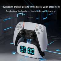 Station de charge rapide pour manette PS5 AOLION AL-P5486 avec affichage LED de l'heure, support de bureau en ABS, accessoires de jeu