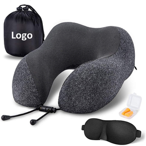 Bantal penyangga leher busa memori berbentuk U nyaman bepergian dengan sumbat telinga dan Masker Mata untuk pemosisian sandaran leher - Product Image 2