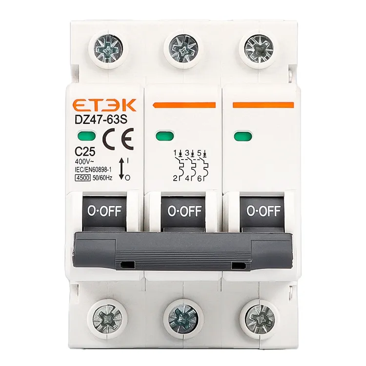 ETEK DZ47-63 4.5KA Disjuntor MCB Miniatur-Leistungs schalter mit CE CB INMTRO-Zertifikat Disjuntor tri polar