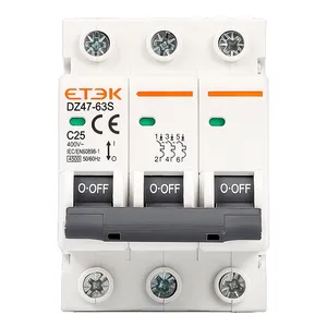 Etek disjuntor mcb DZ47-63 4.5ka, disjuntor em miniatura com ce cb inmtro certificado tripolar