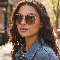 Nouvelles Lunettes de Soleil Tendance 2026 Personnalisables avec Logo, Monture Métallique Vintage Pilote, Protection UV400, pour Hommes et Femmes, Vente en Gros