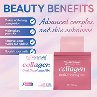 Neewwon Produits de Beauté pour Blanchir la Peau et Nourrir les Ongles, Complément de Collagène Sans Sucre, Film Dissoluble Oral au Collagène pour des Cheveux Plus Épais