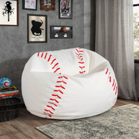Fauteuil pouf pour enfant PIOEN 2,5 pieds, style moderne, en peluche douce de polyester, design baseball, housse uniquement
