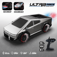 Camion RC tout-terrain 2,4G à l'échelle 1/10, 6 canaux, avec pulvérisation d'eau et éclairage LED, véhicule RC de drift pour intérieur/extérieur, cadeau pour enfants