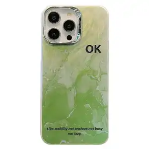 Extra Protective Light Green Abstract Marble Phone Case for iPhone 14 15 Pro Max 11 12 13