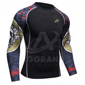<b>Men's</b> Custom Logo <b>Red</b> Rash Guard Sports Wear Plus Size Gym MMA Summer Quick Dry Breathable <b>Long</b> <b>Sleeves</b> Anti-UV Waterproof - Product Image 4