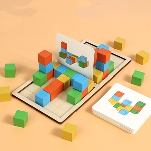 Puzzle di Abbinamento Colori, Cubi da Costruzione, Gioco di Logica e Ragionamento Matematico per Bambini, Abbinamento con Carte, Gioco Interattivo con Blocchi - Product Image 4