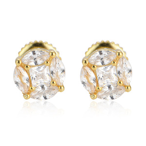 BES gros argent 14K 18K or glacé forme ronde boucles d'oreilles S925 zircone Hip Hop femme homme erraing bijoux - Product Image 3