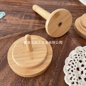 Soporte de hilo de madera para escritorio, soporte giratorio de 360 grados, estilo minimalista, estante de almacenamiento de hilo para tejer, ganchillo y manualidades. - Product Image 5