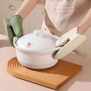 ถุงมือซิลิโคนสำหรับอบอาหารพิมพ์ลายพร้อมที่กันติดและคลิปกันลื่นเตาอบ/บาร์บีคิวฉนวนกันความร้อนเครื่องล้างจานปลอดภัยสำหรับใช้ในครัว - Product Image 3