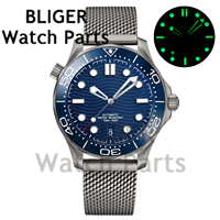 Montres pour hommes BLIGER 007 NTTD, 41 mm, acier inoxydable, NH35/PT5000, montre mécanique, verre saphir bombé, lunette en céramique, 10 bars d'étanchéité