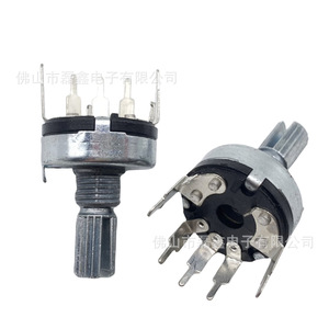 Potentiomètre rotatif unipolaire RV17 5 gangs B10k, axe moleté, montage traversant fileté M6x0.75 - Product Image 2