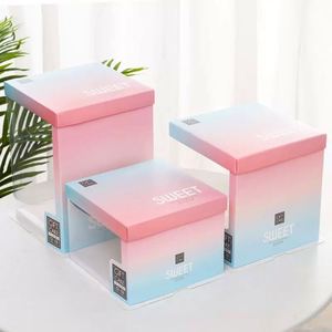 Boîtes à gâteaux de mariage pour invités, boîte carrée en papier couché avec fenêtre, matériaux recyclés, sans danger pour les aliments - Product Image 2