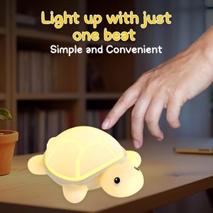Lampe <span class=keywords><strong>tortue</strong></span> en silicone avec 7 modes de couleur pour la chambre des enfants, lampe de nuit rechargeable pour la chambre de bébé, lumière LED douce au toucher - Product Image 5