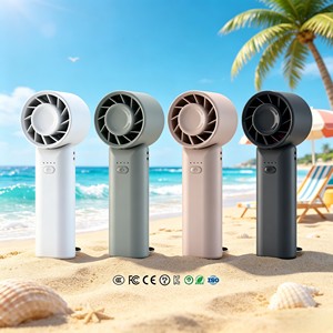 Ventilador Plegable Recargable Personalizado, Motor sin Escobillas, Alimentación USB, Bajo Nivel de Ruido 30-34dB, Gancho Metálico, para Auto, Exteriores, Hotel - Product Image 2