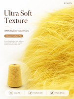 100% Nylon Fancy Feder-Imitat Nerz-Kunstfell-Garn 40mm Haarlänge Flauschig zum Stricken von Pullover Schal Winterkleidung