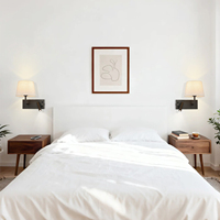 Applique murale d'hôtel ETL, lampe de lecture de chevet réglable, lampe murale moderne pour chambre à coucher avec abat-jour en tissu
