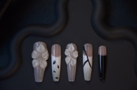 Uñas Postizas de ABS Talladas a Mano, Estilo Europeo Americano, Diseño de Mariposa, Estilo Ataúd, para Dedos