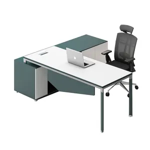 Mobilier de luxe bureau de haute technologie table de bureau moderne en bois mdf en forme de L