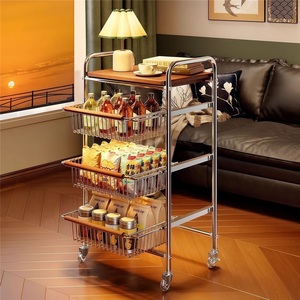 Moderno Estante de Almacenamiento de Cocina de Hierro de un Solo Nivel, No Plegable, con Ruedas Móviles para Aperitivos y Uso Doméstico - Product Image 2