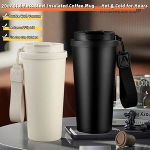 แก้วกาแฟแบบพกพาขนาด 20 ออนซ์  ทำจากสแตนเลสสตีล  พร้อมฝาปิดแบบพลิก สำหรับเครื่องดื่มร้อนและเย็น - Product Image 2