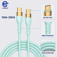 Câble de charge rapide USB-C vers USB-C professionnel LUNG KAY 100W 20V 5A vert menthe pour ordinateur portable et téléphone, personnalisable OEM ODM