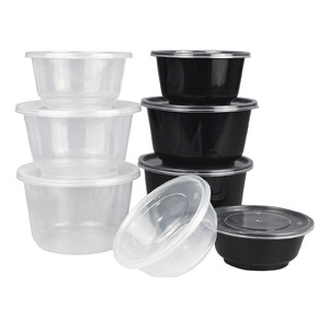 Résistant À la chaleur Jetable Microvavable Pas Cher Grande En Plastique Noir PP Riz Soupe Nouilles Bol avec couvercle - Product Image 1