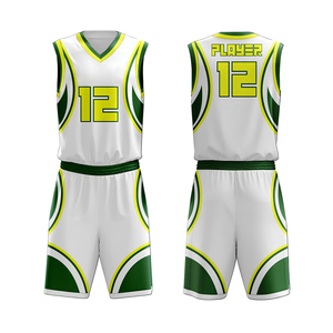 Tenues de basketball personnalisées pour adultes, haute qualité, prix bas, respirantes, séchage rapide, polyester, impression numérique, taille personnalisée, devant - Product Image 1