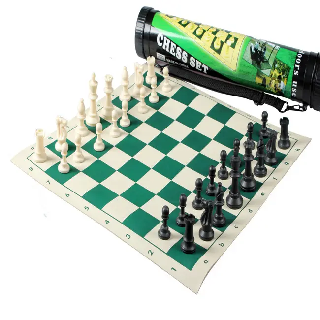 Vinyl Chess Board / Pieces Set + Plastic Carry Bag