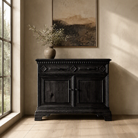 Buffet de luxe en bois massif chêne noir, 2 portes, meuble de rangement architectural pour hôtel, villa, maison
