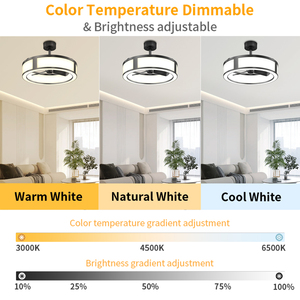 Black Frame <b>Ceiling</b> <b>Fan</b> with Light Dimmable LED 6 wind speeds <b>Fan</b> with 6 Speeds <b>Remote</b> App <b>Control</b> for Bedroom - Product Image 2