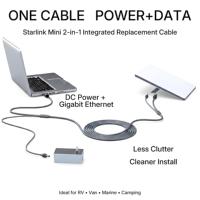 Câble Ethernet Starlink Mini 2-en-1, alimentation CC et données Gigabit, cordon de remplacement robuste et étanche pour VR et marine