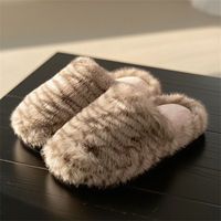 XIXITIAO Nouvelle Arrivée Chaussons d'intérieur chauds pour femmes en peluche à plateforme, imprimé animal de qualité supérieure, motifs Tabby/Léopard disponibles