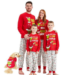 Ensemble de pyjamas de Noël pour la famille des chiots rouges pour adultes et enfants Ensembles de pyjamas de Noël <span class=keywords><strong>Grinch</strong></span> assortis Pyjamas de Noël - Product Image 1