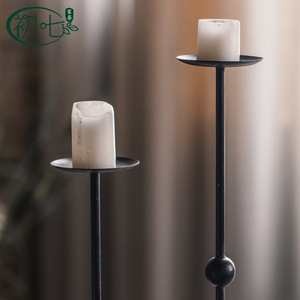 Vintage Iron Candlestick Black <b>Tall</b> Decorative Home Decoration for <b>Table</b> Entryway Wrought Metal Candle Holder - Product Image 4