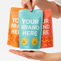 Sacs Doypack refermables mats bleu clair de qualité alimentaire, imprimés sur mesure pour l'emballage de poudres et de snacks, pochettes verticales, fabrication OEM