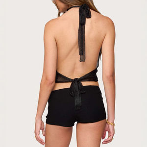 <span class=keywords><strong>Top</strong></span> Corto de Malla Transparente con Lentejuelas para Mujer, Estilo Sexy, Espalda Descubierta, Cuello Halter, Camiseta sin Mangas para Salir de Fiesta, Verano 2026 - Product Image 3