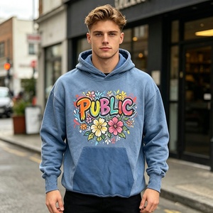 Sudadera con Capucha de Alta Calidad Personalizada, 460GSM, Estilo Urbano Vintage, Impresión Digital, Lavado Monkey, Diseño Dibujado a Mano, Efecto Desgastado por el Sol, para Hombre - Product Image 3