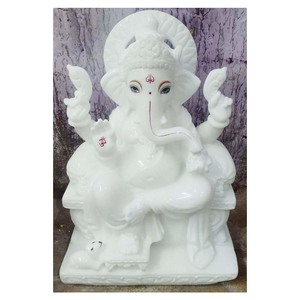 <b>Marvellous</b> White Marble Lord Shiva Putra Ganesha Sculpture - Product Image 1