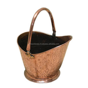 Scuttle à charbon en laiton de forme ronde et outil de nettoyage ménager stockage au coin du feu seau à charbon traditionnel foyers - Product Image 3