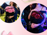 2026 Neues Geschenkprodukt 8 Blumen Glitzer-Rosenstrauß mit Geschenktüte Valentinstag Hochwertige Langlebige Kunststoff-Rosen