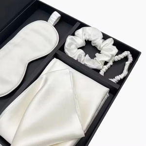 Ücretsiz Logo lüks ipek saten yastık kılıfı Set scrunbox kutusu saç kravat uyku Eyemask Bonnet içerir-moda stil uyku maskesi - Product Image 5