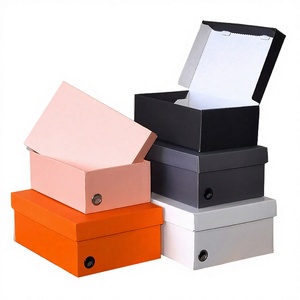 For Women Rigid Kraft Paper Shoe Organizer <b>Box</b> with Embossing Custom Logo for Boxing Shoes - Product Image 2