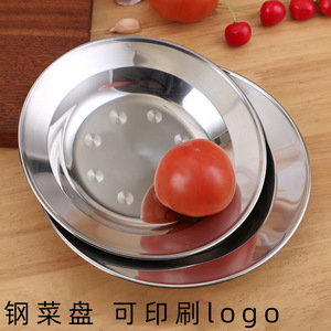 Platos de Acero Inoxidable Redondos, Planos y Profundos, Juego de Platos para Barbacoa, Dumplings, para el Hogar o Cantina, 5 Tamaños, Color Sólido, Magnéticos, Brillantes - Product Image 2