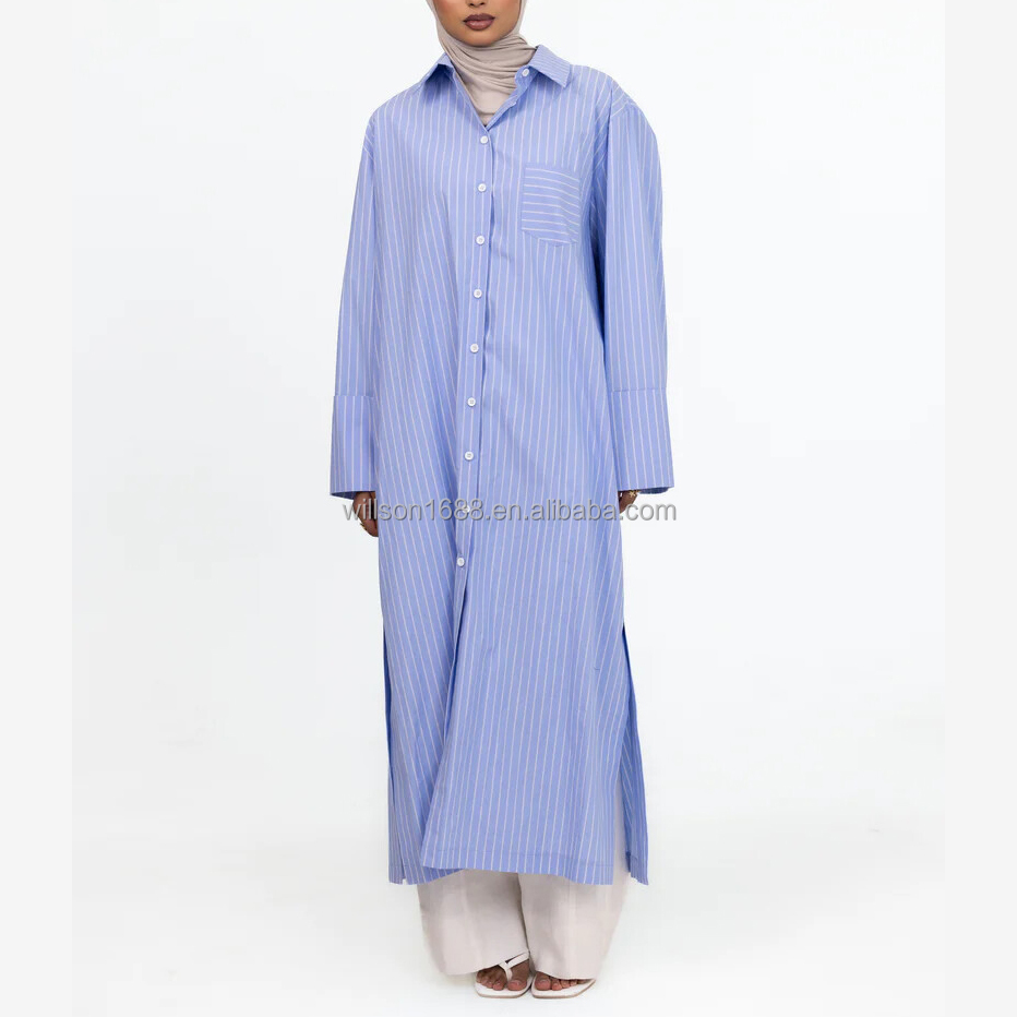 Willson Modest Classic Longline Shirt Dress Blue Stripe for Muslim Women Breathable Cotton Wide Cuffs Oversized Dress Islamic| Alibaba.com Willson Modest Classic Longline Shirt Dress Blue Stripe for Muslim Women Breathable Cotton Wide Cuffs Oversized Dress Islamic| Alibaba.com