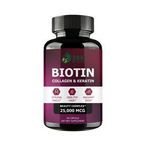 Cápsulas de Biotina de 25000mcg Hechas a Medida, Mantienen el Metabolismo Energético, Complejo de Belleza, Suplemento de Biotina para una Piel Radiante - Product Image 1