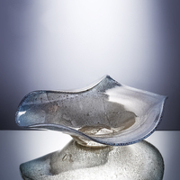 Accessoires de maison modernes et luxueux, assiette en verre soufflé à la main, transparente, irrégulière, bol à fruits en verre clair