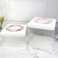 Boîte à gâteau pour boulangerie 4/6/8/10 pouces Boîte à gâteau carrée transparente Biodégradable Emballage en plastique PET de luxe Contenant à gâteau transparent