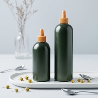 Bouteille souple en plastique vert mat de qualité alimentaire pour huile d'olive, pot à beurre de cacahuète, flacon à sauce 350ml 500ml 750ml 1000ml