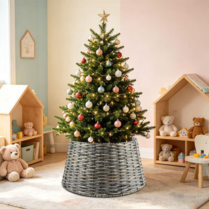 Woven Rattan <b>Christmas</b> <b>Tree</b> Skirt Round Indoor Outdoor Holiday Decoration Handmade <b>Tree</b> <b>Base</b> Cover - Product Image 1